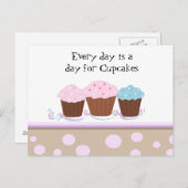 Cupcakes met een Cute Gezegde Briefkaart (Voorkant / Achterkant)