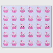 Cupcakes met stippen en smiley cadeaupapier (Vlak)