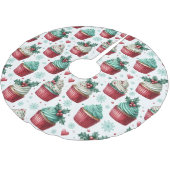 Cupcakes Mistletoe Topping Pink Christmas Kerstboom Rok (Gekanteld)