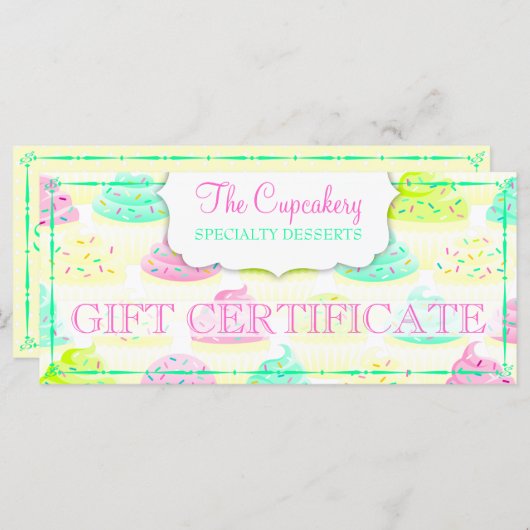 Cupcakes N Sprinkles Custom Gift Certificate (Voorkant / Achterkant)