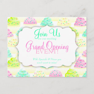 Cupcakes N Sprinkles Custom Grand Opening Briefkaa Uitnodiging Briefkaart