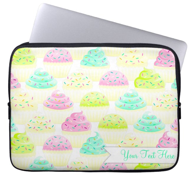 Cupcakes N Sprinkles Custom Laptop Hoesje Laptop Sleeve (Voorkant)