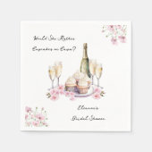 Cupcakes of Cava Floral Champagne Bruidsfeest Servet (Voorkant)