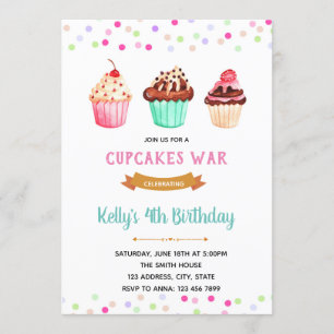 Cupcakes: oorlogsverjaardagsthema kaart