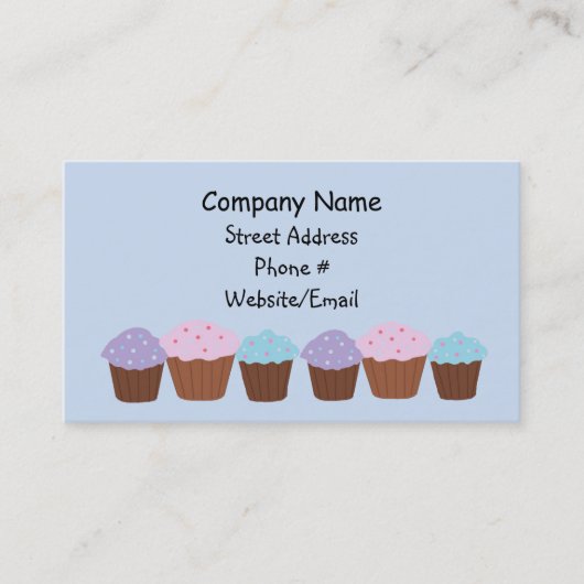 Cupcakes op een rij visitekaartje (Voorkant)
