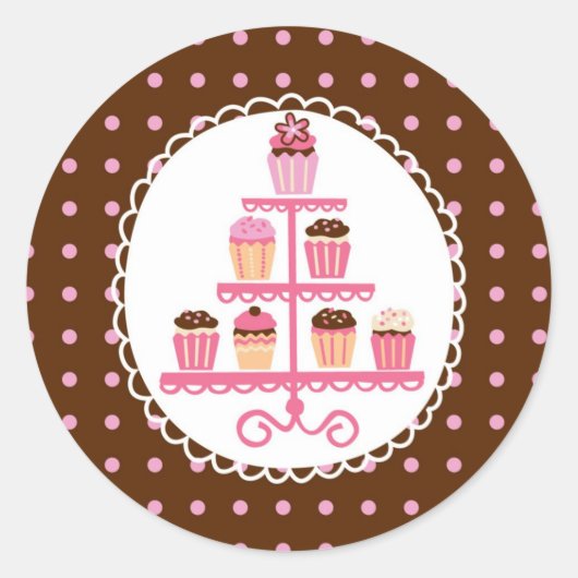 Cupcakes op een standaard afdichting Sticker (Voorkant)