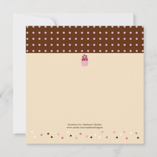 Cupcakes op een standaard (bruin/crème) kaart (Achterkant)