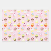 Cupcakes op roze inpakpapier vel (Voorkant 3)
