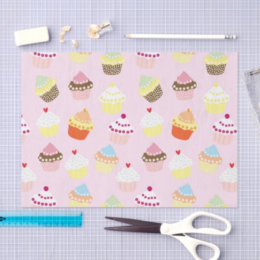 Cupcakes op roze tissuepapier (Craft)