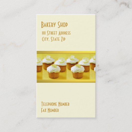 Cupcakes op Visitekaartjes met de achtergrond van  (Voorkant)