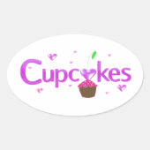 Cupcakes Ovale Sticker (Voorkant)