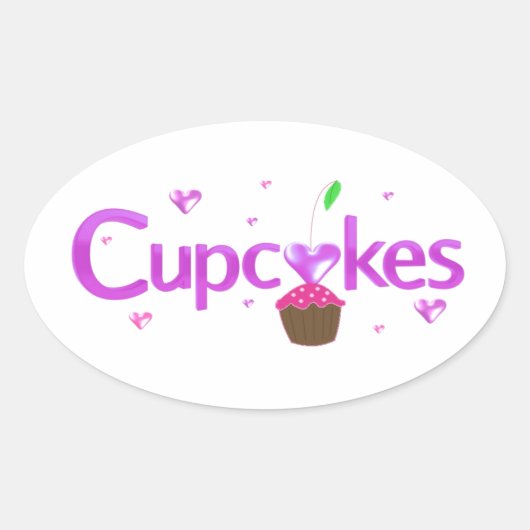Cupcakes Ovale Sticker (Voorkant)
