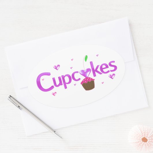 Cupcakes Ovale Sticker (Envelop)
