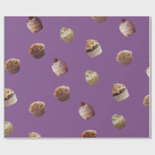 Cupcakes, Paars glanzend omslagpapier Cadeaupapier (Vlak)