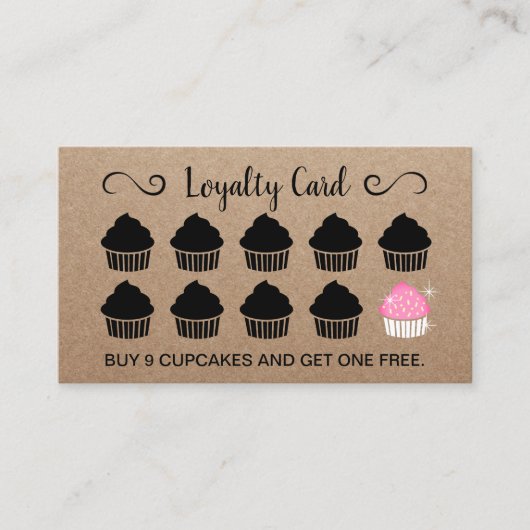 Cupcakes Pastry Bakery Loyalty Reward Kraft (Voorkant)