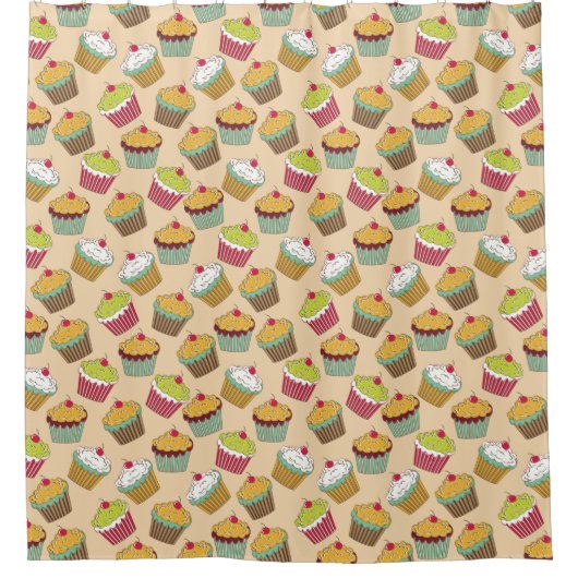 Cupcakes Patroon Douchegordijn (Voorkant)