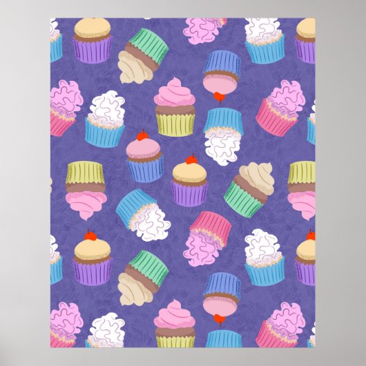 Cupcakes patroon poster (Voorkant)
