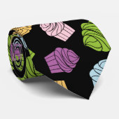 Cupcakes Pattern Pastry Chef Cute Black Stropdas (Opgerold)