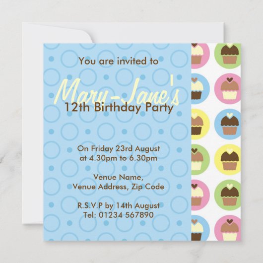 Cupcakes Persoonlijke uitnodiging op zaterdag (Achterkant)