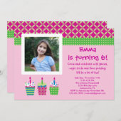 Cupcakes Photo Birthday Girl Invitation Kaart (Voorkant / Achterkant)
