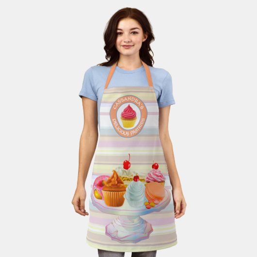 Cupcakes Pie Donut Macaron Sweet Bked Trees Logo Schort (Gedragen)