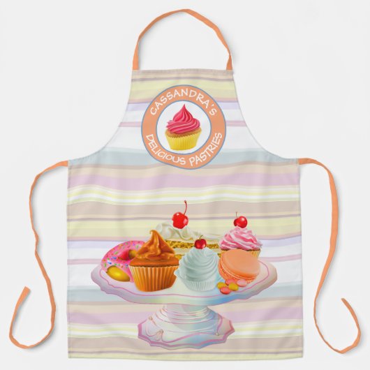 Cupcakes Pie Donut Macaron Sweet Bked Trees Logo Schort (Voorkant)