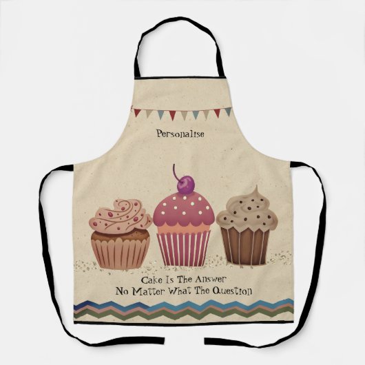  Cupcakes Quote Bunting Fun Rustic Stone Schort (Voorkant)