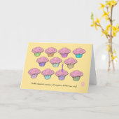 Cupcakes Raspberry Icing Candle Verjaardag Kaart (Gele Bloem)