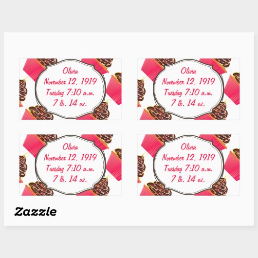 Cupcakes Rechthoekige Sticker (Vel)