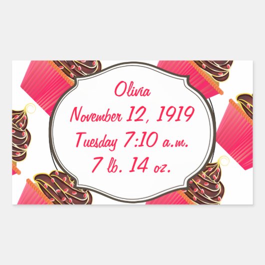 Cupcakes Rechthoekige Sticker (Voorkant)