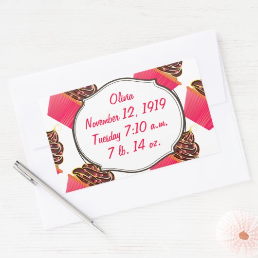 Cupcakes Rechthoekige Sticker (Envelop)