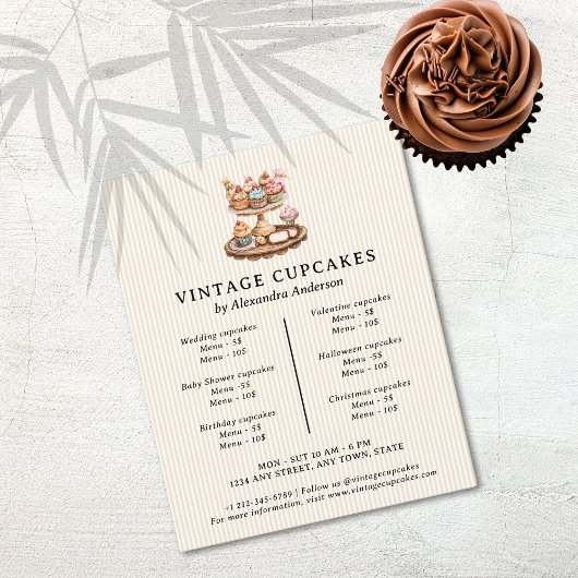 cupcakes retro bakkerij gebak flyer