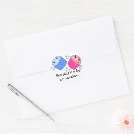 Cupcakes Ronde Sticker (Envelop)