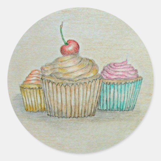 cupcakes ronde sticker (Voorkant)