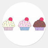 Cupcakes Ronde Sticker (Voorkant)