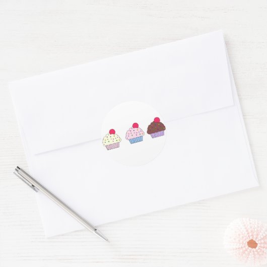 Cupcakes Ronde Sticker (Envelop)