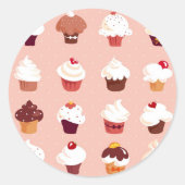 Cupcakes Ronde Sticker (Voorkant)