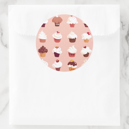 Cupcakes Ronde Sticker (Tas)