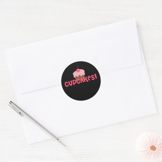 Cupcakes. Ronde Sticker (Envelop)