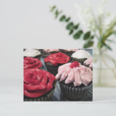 Cupcakes rood en roze briefkaart (Staand voorkant)