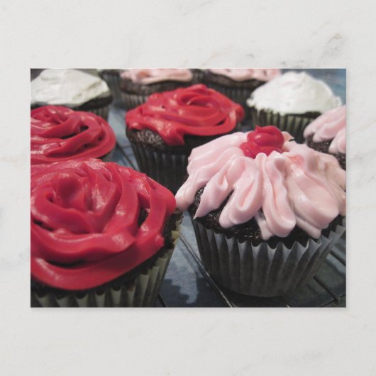Cupcakes rood en roze briefkaart (Voorkant)