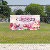 Cupcakes Roze Bakkerij Marmer Goud Spandoek (Insitu)