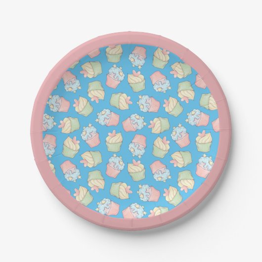 Cupcakes Roze Blauwe Dessert Cake Party Paper Bord (Voorkant)