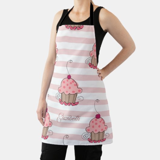 Cupcakes Roze Stripes Schort (Insitu)