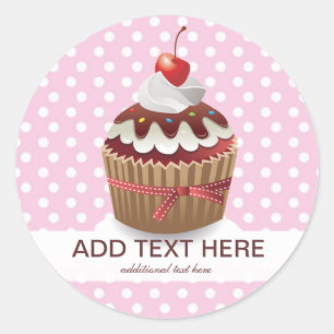 Cupcakes Roze Sweet Polka Dots Aangepaste Stickers