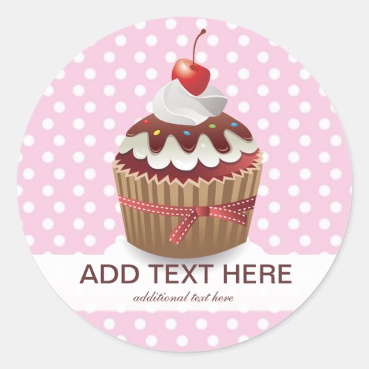Cupcakes Roze Sweet Polka Dots Aangepaste Stickers (Voorkant)