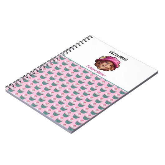 Cupcakes Scalloped Custom Photo Template Name Notitieboek (Linkerzijde)