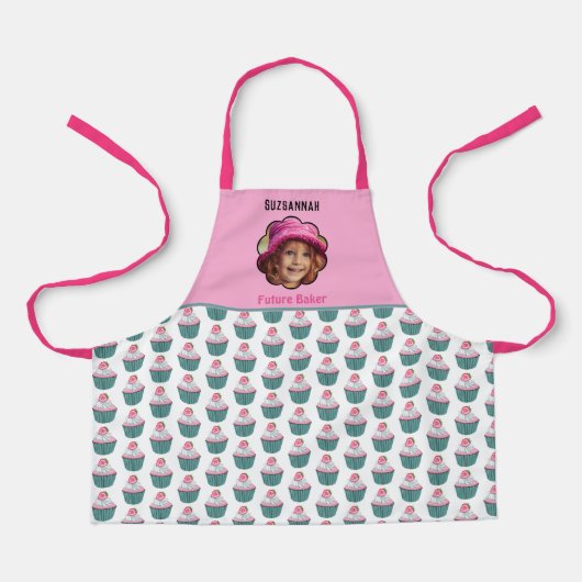 Cupcakes Scalloped Custom Photo Template Name Schort (Voorkant)
