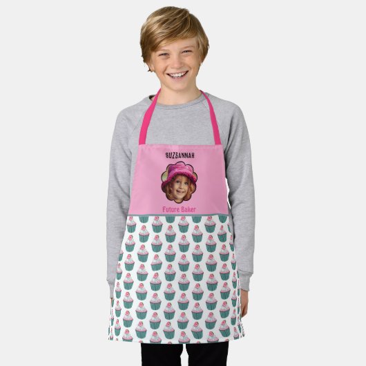 Cupcakes Scalloped Custom Photo Template Name Schort (Gedragen)
