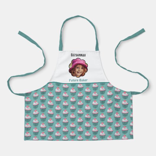 Cupcakes Scalloped Custom Photo Template Name Schort (Voorkant)